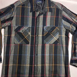 Backpacker Shirt Mens  Large Grey  16-161/2 Flannel Long Sleeve Button Up 90s